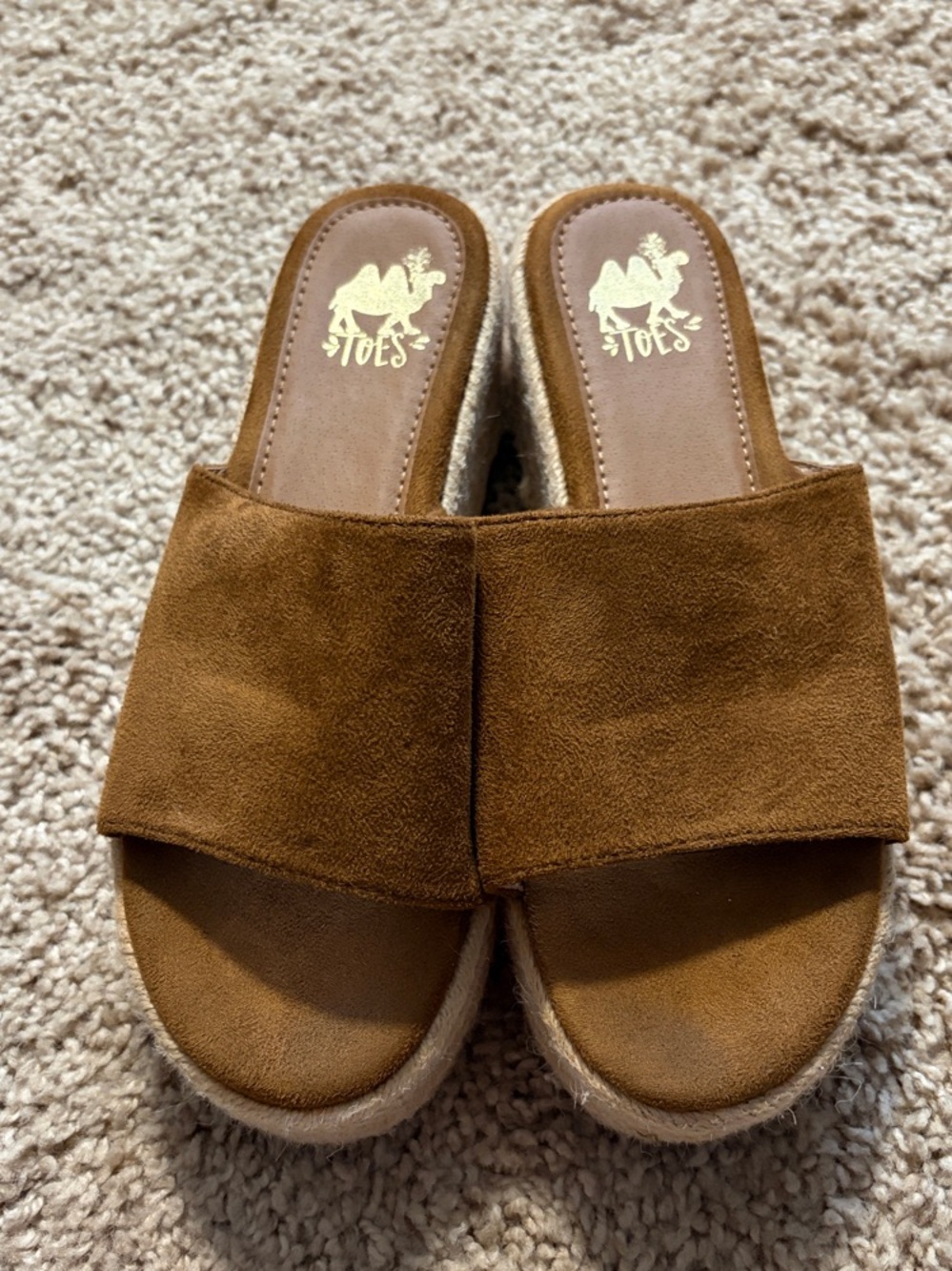 Camel Toes Women's Suede Slide Sandals in Brown